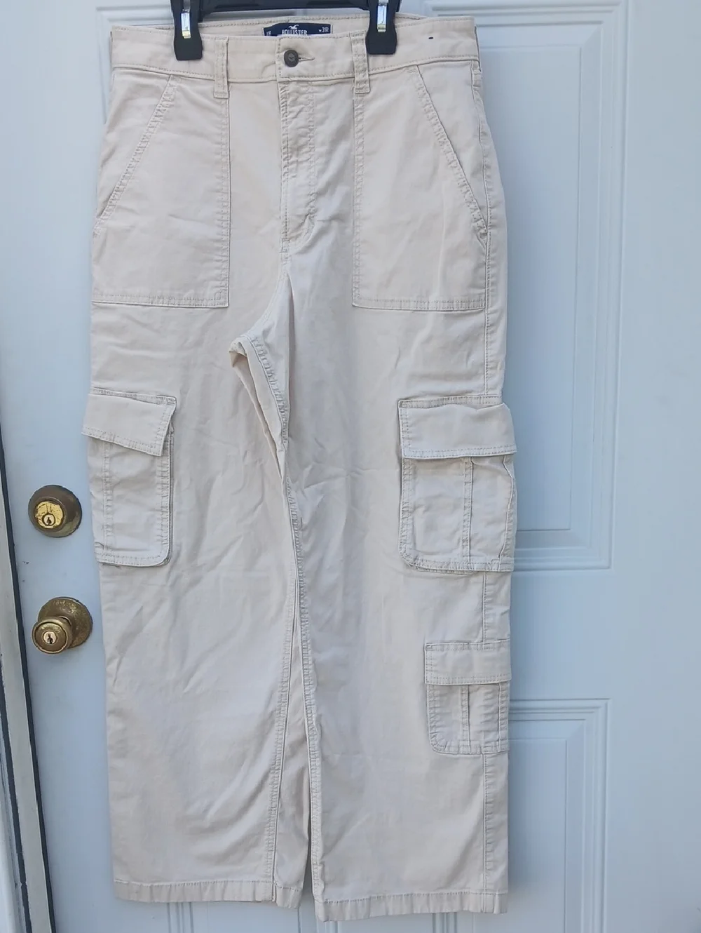 Hollister California Men's Light Beige Cargo Pants Ultra High-Rise Baggy - Picture 1 of 8